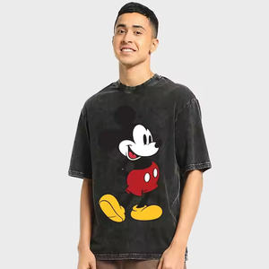 Camiseta de algodón de manga corta para hombre, lavado ácido, 100%, el Mejor Algodón, Impresión de LOGOTIPO personalizado, camisetas lisas de alta calidad con cuello redondo para hombre, MOQ BAJO - Product Image 1