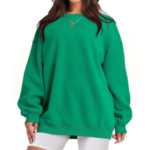 Sweat-shirt oversize personnalisable pour femme 100 % coton 330G Hiver Modèle uni à épaules tombantes avec logo frontal 2026 - Product Image 1