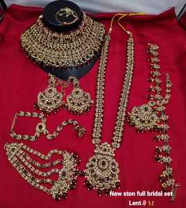 Ensemble de collier ras du cou ethnique plaqué or pour mariée, boucles d'oreilles, maang tikka, dernier design, fait main, mariage, fiançailles, fête - Product Image 2