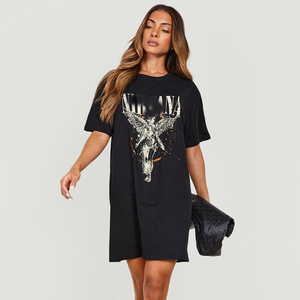 ชุดเดรสเสื้อยืดลายกราฟิกสำหรับผู้หญิง, ใหม่เสื้อมีหมวกแต่งลายผีเสื้อแขนสั้นขนาดใหญ่พิเศษ - Product Image 6