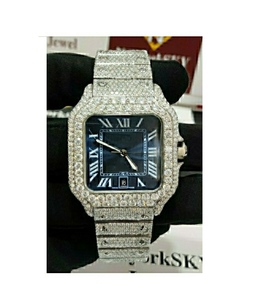 Montres de luxe Hip Hop 2026 avec diamants VVS et moissanite, serties de pierres, en acier inoxydable pour hommes, provenant d'un fournisseur indien - Product Image 1