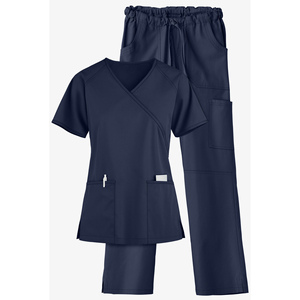 Best Selling Women <b>Scrub</b> <b>Set</b> Solid Color Stretch V-Neck Top Cargo Pant Medical Uniform Customizable OEM Wholesale Bulk <b>Scrub</b> <b>Set</b> - Product Image 4