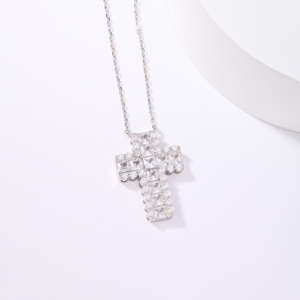 Collar de Plata de Ley 925 con Colgante de Cruz de Moissanita Chapada en Plata, Estilo Hip Hop, Cristal de Hielo, para Hombre y Mujer, Joyería de Alta Gama - Product Image 2