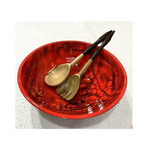 Bol de service à salade de haute qualité utilisé pour le dessus de table bol en bois imprimé de feuilles d'émail de conception classique faite à la main - Product Image 3