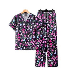 Ensemble de blouses médicales imprimées en spandex/polyester à séchage rapide, logo personnalisé, blouse d'hôpital, infirmière, unisexe, haute qualité, service OEM, en stock - Product Image 1