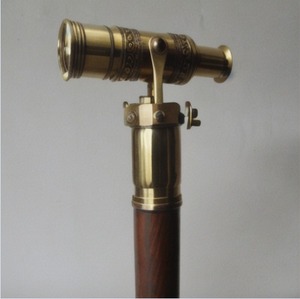 Bâton de marche en bois incrusté de laiton avec poignée de télescope en fibre de carbone, bois et matériaux écologiques par AYAANS CREATIONS - Product Image 2