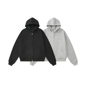 Sweat à capuche oversize en polaire épaisse de haute qualité, taille plus, impression personnalisée par broderie, sweat à capuche zippé pour homme - Product Image 1