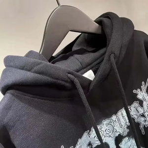 Sudaderas con capucha impresas para hombres, sudaderas con capucha de mezcla de algodón básicas personalizadas transpirables para hombres, sudaderas con capucha para hombres Premium, MOQ bajo y precio barato - Product Image 2