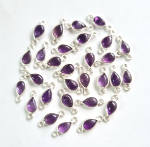 Haute qualité labradorite 7mm coussin coupe pierre précieuse simple caution lunette ensemble connecteur en argent bijoux faits à la main pour faire des vêtements d'été - Product Image 3