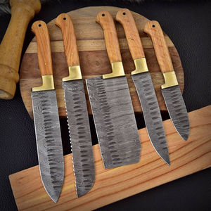 Meilleure vente en gros de couteaux de chef forgés personnalisés ensemble de 5 pièces en acier damas couteaux de cuisine à découper en tranches - Product Image 6