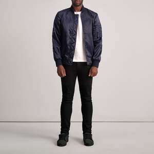 Blouson Bomber MA-1 Bleu Imperméable Zippé Vintage Streetwear Motif Brodé XS Printemps Décontracté Aviateur Spandex - Product Image 4