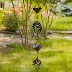 Copper Flower Shape Chimes CupS Rain Catcher Rain Chain Manufacturer & Exporter Custom Copper Rain Chain Gutter Downspout <b>MetalS</b> - Product Image 5