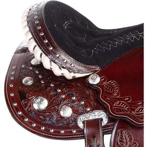 Meilleures ventes 2025 Selle de dressage personnalisée marron foncé, entièrement en cuir de vache, travaillée à la main, durable, confortable, style western pour cheval - Product Image 3