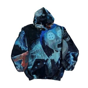 Patchwork Streetwear Woven Tapestry Sleeve Sudadera con capucha Heavyweight Pullover Hoodies - Product Image 6