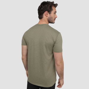 Camiseta de Cuello Redondo para Hombre, Talla M, Color Verde Musgo, Mezcla de Algodón Supima, Camiseta Blanca de Algodón Supima, Estilo Minimalista y Básico - Product Image 3