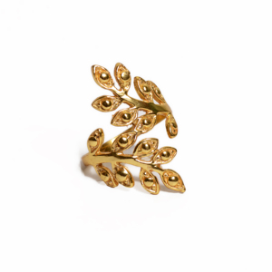 Boho <b>Leaf</b> Ring Brass Rings For Women 18k Gold Plated Nature Inspired Jewelry Floral Design Wholesale Rings - Product Image 1