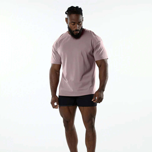 Camiseta Extra Grande para Hombre, Color Rosa Polvoriento, Corte Holgado, Manga Corta, Algodón, Estilo Casual, Urbano, Relajado, para Gimnasio, Entrenamiento, con Logotipo Personalizado - Product Image 4