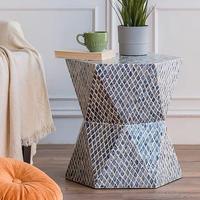 Incrustation d'os faite à la main en bois Morden motif tambour Incrustation d'os console Table d'appoint Meubles de table d'appoint avec taille personnalisée de l'Inde