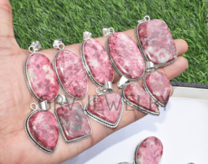 Lot en gros de pendentifs ethniques en argent sterling 925 faits à la main en thulite naturelle pour cadeau de fête d'anniversaires de fiançailles - Product Image 2