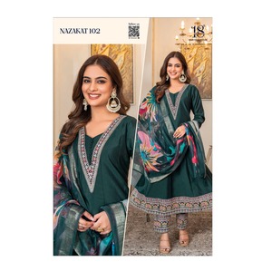 Muselina pura hecha a mano diseñador indio pakistaní Top Dupatta listo para usar con bordado y diseño de Teby impreso digital - Product Image 1