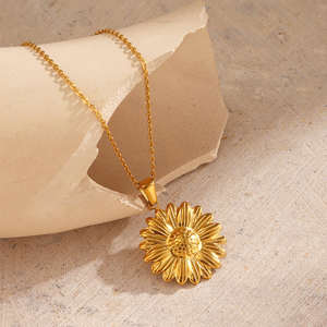 Collar de Moda con Diseño de Girasol, Collares Personalizados Estilo Hip-Hop, Cadena para Clavícula, Joyería - Product Image 4