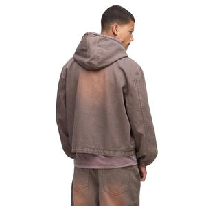 Sweat-shirt à capuche en molleton de coton 100% pour hommes, sweat-shirt zippé avec poche kangourou, entraînement décontracté, motif d'hiver solide - Product Image 5