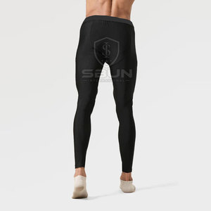Pantalon de compression pour homme, longueur intégrale, couleur unie, matière Spandex/Nylon de haute qualité, 220g, taille élastique, personnalisable, logo sur mesure - Product Image 2