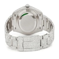 Nouvelle Arrivée Montres Unisexe Hip Hop Antique de Haute Qualité Bleues avec Date Automatique et Serties de Diamants Moissanite VVS Clarity, 20mm de Largeur