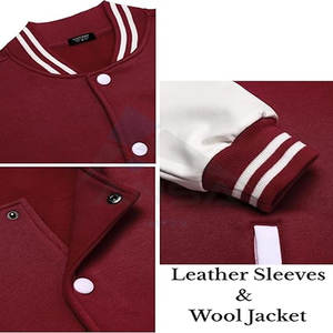 Premium Custom Letterman Varsity <b>Jackets</b> for Men Canvas Breathable Formal Baseball Embroidered Logos Patches <b>Burgundy</b> - Product Image 6