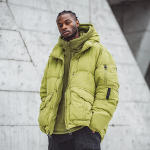 Veste matelassée en duvet pour homme, streetwear d'hiver, capuche, fermeture éclair, veste matelassée à bulles, veste matelassée chaude pour homme, veste matelassée d'hiver pour homme - Product Image 1