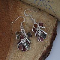 Pendientes de Clip de Lujo de Plata de Ley 925 Bañados en Oro con Turmalina Multicolor, Diseño de Racimo de Uvas, con Múltiples Gemas, Elegantes, Regalo para Fiestas