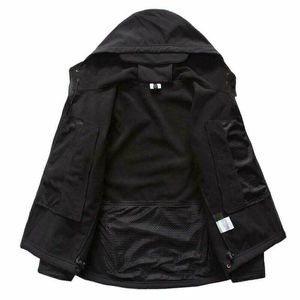 High Custom Designed Men's Hooded Softshell Jacket Windproof Windbreaker Heated Lightweight Nylon Zipper Long <b>Fleece</b> Sports - Product Image 2