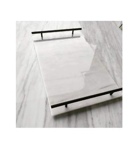 ซัพพลายเออร์ขายส่งถาดเสิร์ฟอาหารรอมฎอนดีไซน์โบราณ ถาดโลหะคุณภาพสูงหูหิ้วหินอ่อนราคาดี - Product Image 6