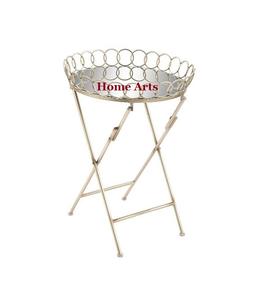 Bandeja para servir postres de metal y vidrio con soporte Bandeja para servir alimentos de forma redonda hecha a mano para uso en fiestas de bodas - Product Image 6