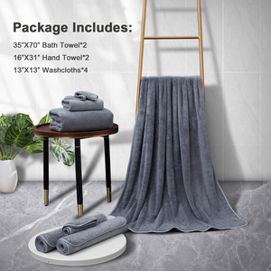 Ensemble de serviettes de bain en microfibre en peluche de qualité supérieure, 8 pièces, couleur unie antimicrobienne à séchage rapide pour la maison, le spa, l'hôtel, la salle de sport, les serviettes de douche de voyage - Product Image 4