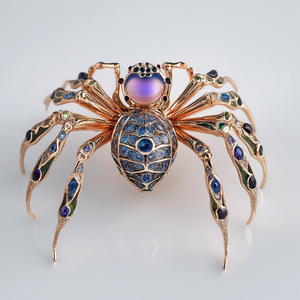 Lot De 2 Broches Araignées D'Halloween En Alliage Et Cristal