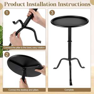 Handmade Cast Aluminum Side <b>Table</b> Artisan Accent <b>Table</b> with Matt <b>Black</b> - Product Image 4