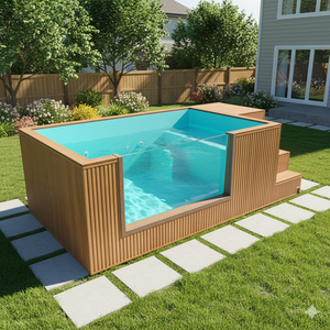 Bán Buôn Giá Rẻ Lớn Nhỏ 20ft Container Hồ Bơi Bơi Spa Piscina Ngoài Trời Trên Mặt Đất Bằng Gỗ Sợi Thủy Tinh Hồ Bơi Giá - Product Image 4