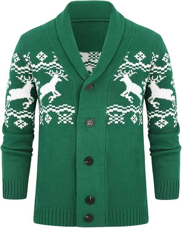 Custom Button Down Christmas Breathable Front Logo Knitted Cardigan Sweater for Men Winter Holiday OEM ODM Bulk Wholesale
