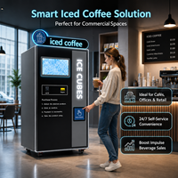 Distributeur automatique de café fraîchement moulu personnalisé et humanisé avec machine à glaçons et dispositif de bouchage automatique