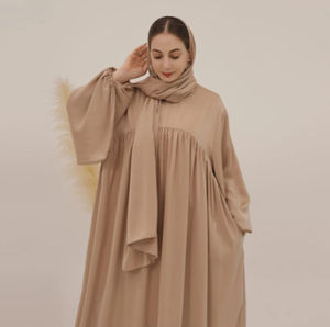 Nouvelle Abaya Musulmane Simple et Modeste en Gros, Grande Taille, Couleur Personnalisée, Extensible dans les Quatre Sens, Légère, Longueur au Sol - Product Image 4