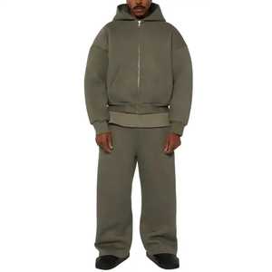 Chándal casual de fabricantes con bordado personalizado, efecto desgastado por el sol, cremallera, pedrería, estilo urbano, corte regular acampanado y de tejido grueso - Product Image 4