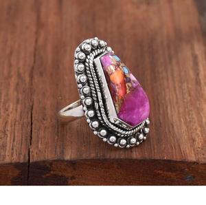 แหวนพลอยสีชมพูสีเทอร์ควอยส์โบฮีเมียน925คริสเตียนทรงโลงศพเงินสเตอร์ลิงประดับหินสีชมพูของขวัญสำหรับผู้หญิง - Product Image 3
