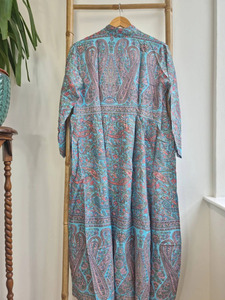 เดรสผ้าฝ้ายพิมพ์ลายดอกไม้สีพาสเทลเทอร์ควอยซ์ใส่สบายช่วงกลางฤดูร้อนพิมพ์ลายดอกไม้สไตล์อินเดีย - Product Image 6