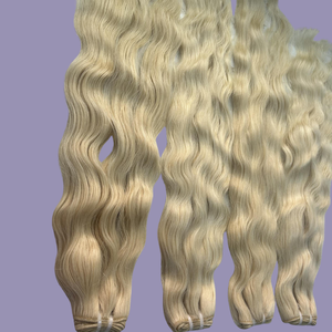 Bundles de cheveux humains à trame unique blonde 613 bon marché-Extensions Remy indiennes brutes Style ondulé soyeux doux et respectueux de la décoloration - Product Image 3
