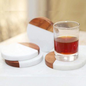 Solid Wood Square <b>Coaster</b> Set with Metal Holder Heat Resistant Durable <b>Drink</b> <b>Coasters</b> for Dining Coffee Table Decor - Product Image 5