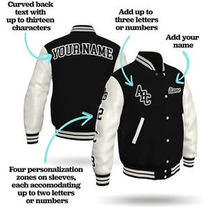 Chaquetas universitarias a prueba de viento personalizadas para hombres y mujeres Material de lana con forro acolchado con parches de logotipo personalizado para equipos deportivos de invierno - Product Image 4
