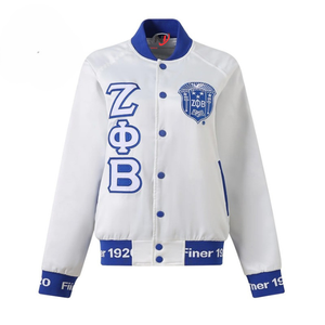 เสื้อแจ็คเก็ตวาร์ซิตี้ Zeta Phi Beta Sorority สำหรับผู้ชาย สไตล์กรีก สำหรับฤดูหนาว แบบทอ ระบายอากาศได้ดี คอตั้ง ปิดด้วยซิป ขายส่ง - Product Image 6