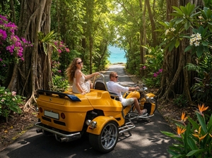 Triciclo Motorizado Amarillo Personalizado de 3 Ruedas, Carrocería Abierta, 2 Plazas, Uso del Pasajero del Lado Derecho - Product Image 3