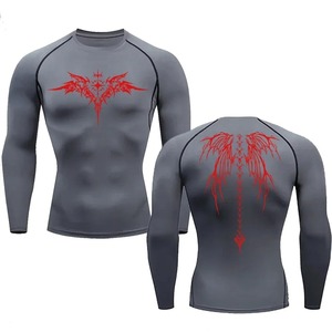 Camiseta de entrenamiento deportivo para hombre, camiseta de compresión estampada, camiseta transpirable de secado rápido, ropa deportiva de manga corta para ciclismo Jiu-jitsu - Product Image 4